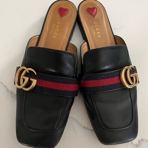 Gucci Square Toe Leather Loafer Slide